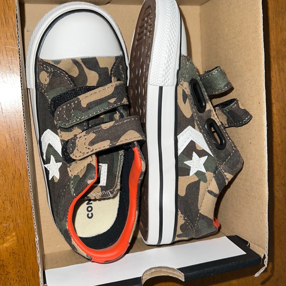 Brand new in box camouflage converse toddler size 9